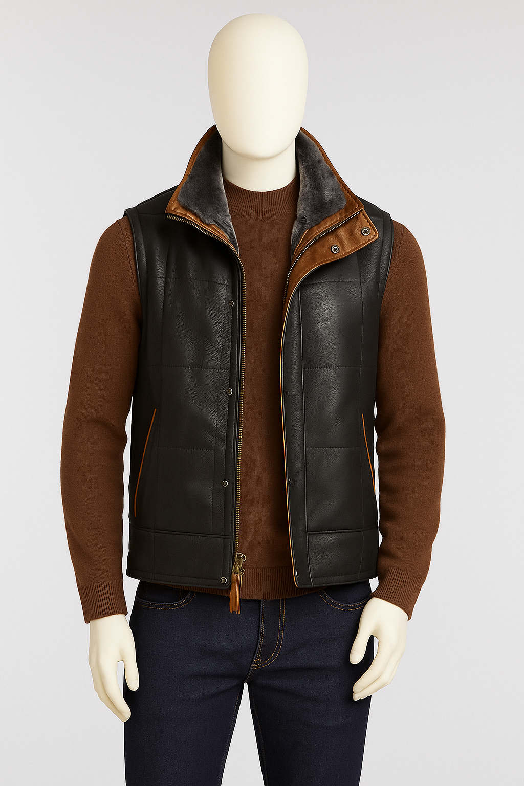 Gather Shearling Vest - Black image 1