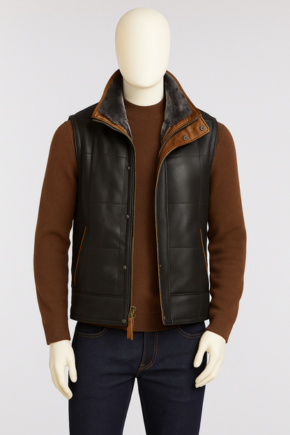 Gather Shearling Vest - Black image 1