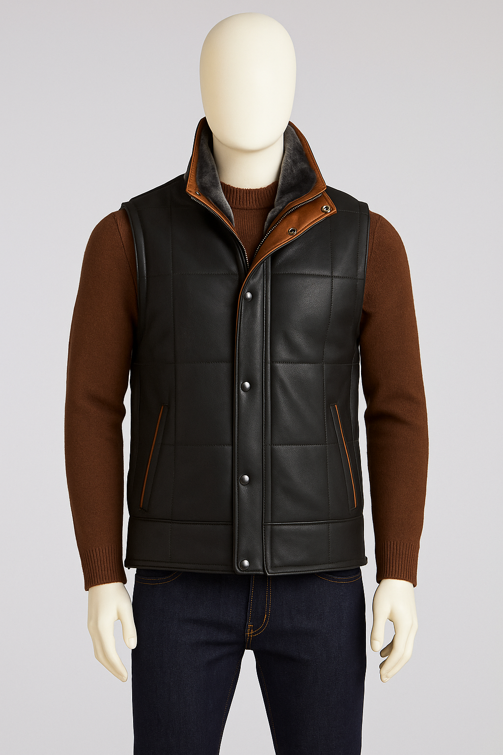 Gather Shearling Vest - Black