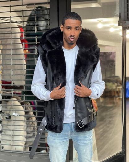 Thunder Fox Fur Hood Sheepskin Vest
